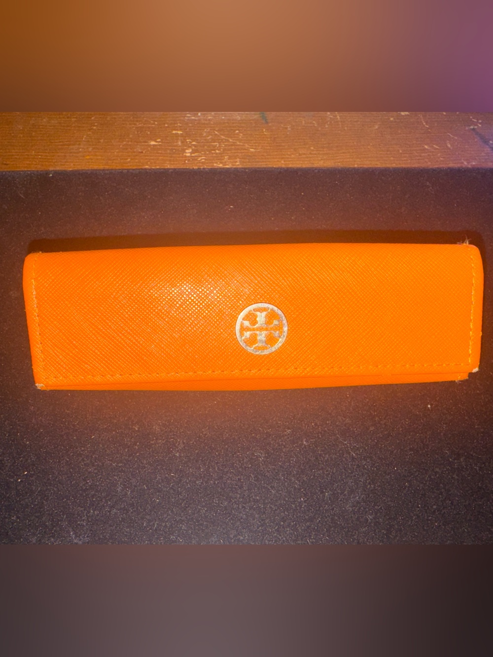 Tory Burch Orange Saffiano Leather Sunglasses Eyeglasses Case